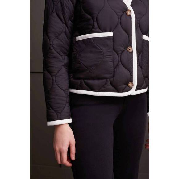 NEW TRIBAL long sleeve button front puffer jacket in black - Picture 3 of 5